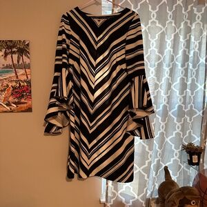 Black and white bell sleeve dress